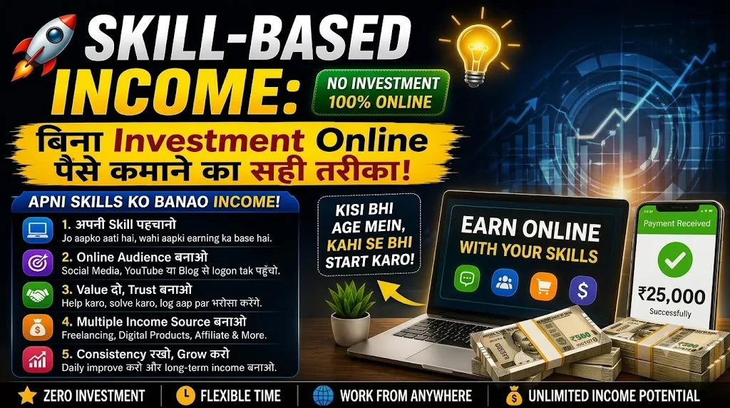 Skill-Based Income: बिना Investment Online कमाई कैसे करें?