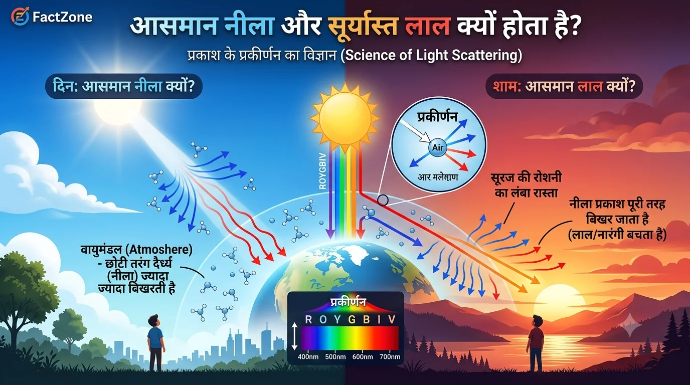 आसमान नीला और सूर्यास्त लाल क्यों होता है?