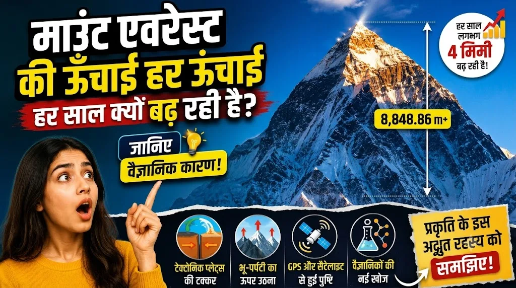 माउंट एवरेस्ट की ऊँचाई क्यों बढ़ रही है? वैज्ञानिक कारण